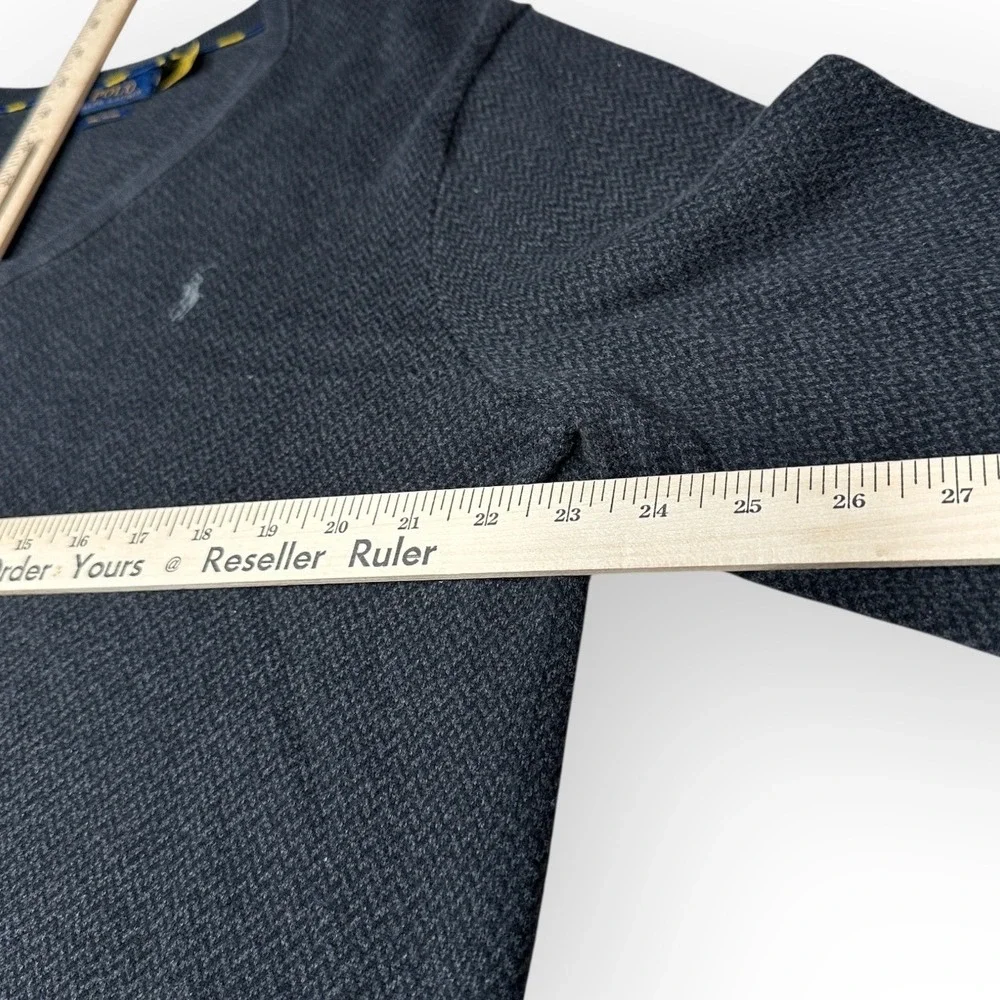 Polo Ralph Lauren Men's‎ V Neck Pima Cotton Sweater Dark Gray Heather Casual